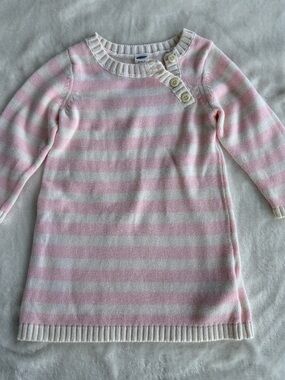 Old Navy Pink & White Striped Knit Sweater Dress